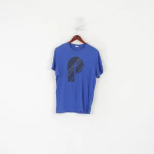 Paul Smith Men L (M) Shirt Blue Cotton Graphic Logo Vintage Crew Neck Top