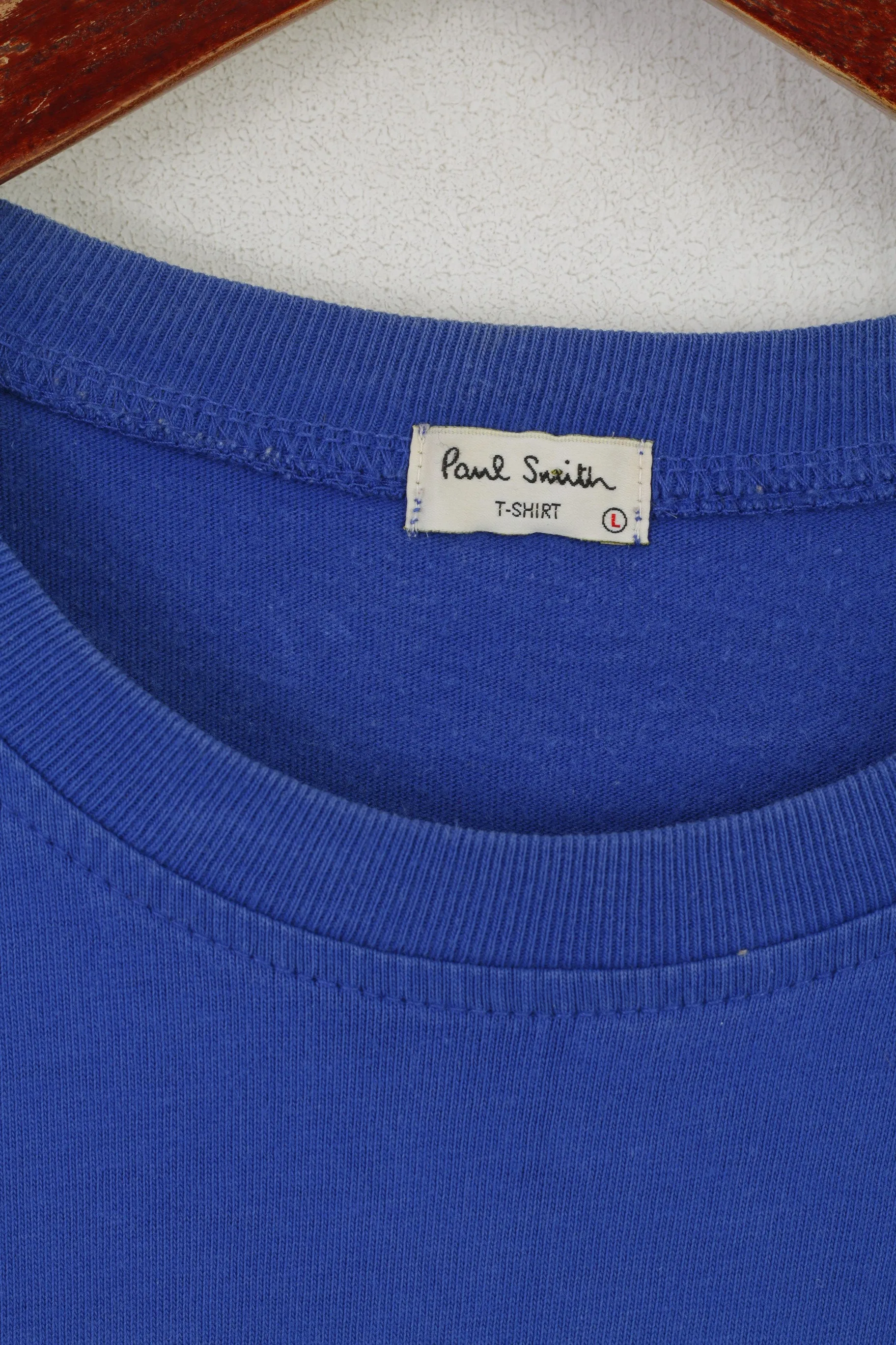 Paul Smith Men L (M) Shirt Blue Cotton Graphic Logo Vintage Crew Neck Top