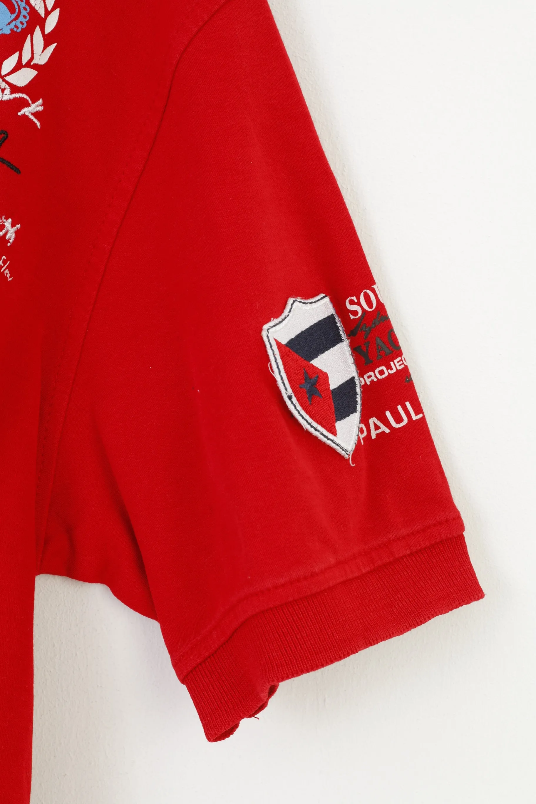 Paul&Shark Men XXL Polo Shirt Red Collar Yachting Club Cotton Vintage Top