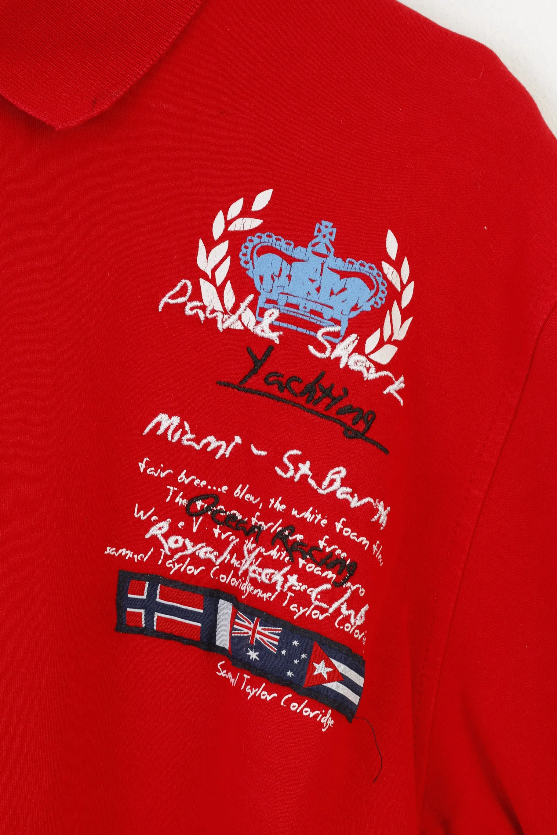 Paul&Shark Men XXL Polo Shirt Red Collar Yachting Club Cotton Vintage Top