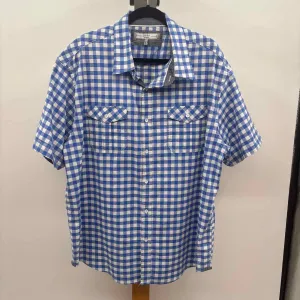 PD&C Men's Size 2XL Blue Checkered Short Sleeve Shirt