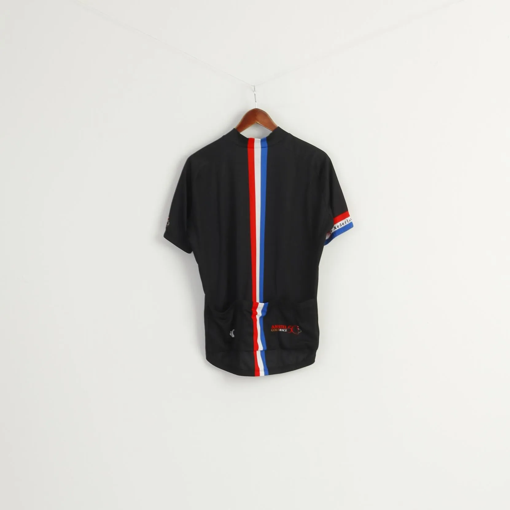 Pearl Izumi Men L Cycling Shirt Black Zip Neck Bike France 2015 Amstel Gold Race Top
