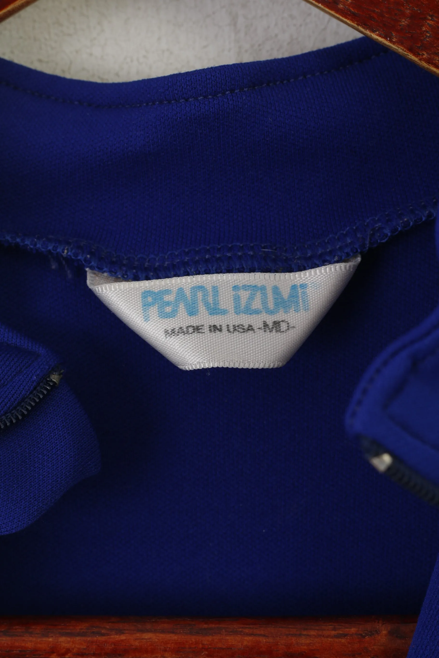 Pearl Izumi Men S Cycling Shirt Blue Vintage Zip Neck Long Sleeve Bike Wear