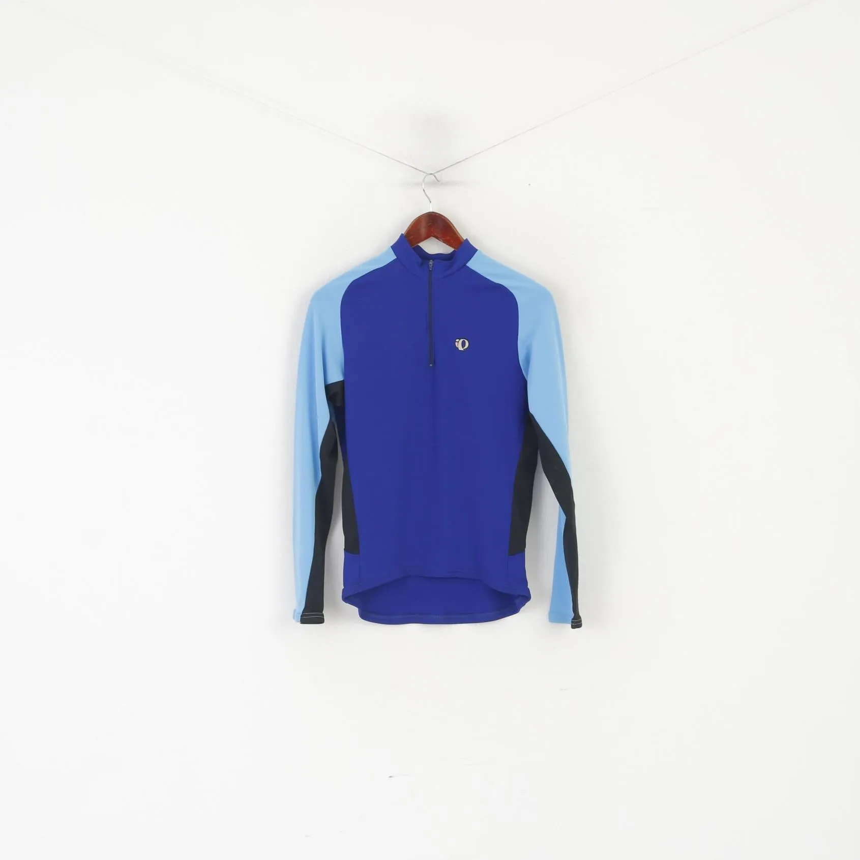 Pearl Izumi Men S Cycling Shirt Blue Vintage Zip Neck Long Sleeve Bike Wear