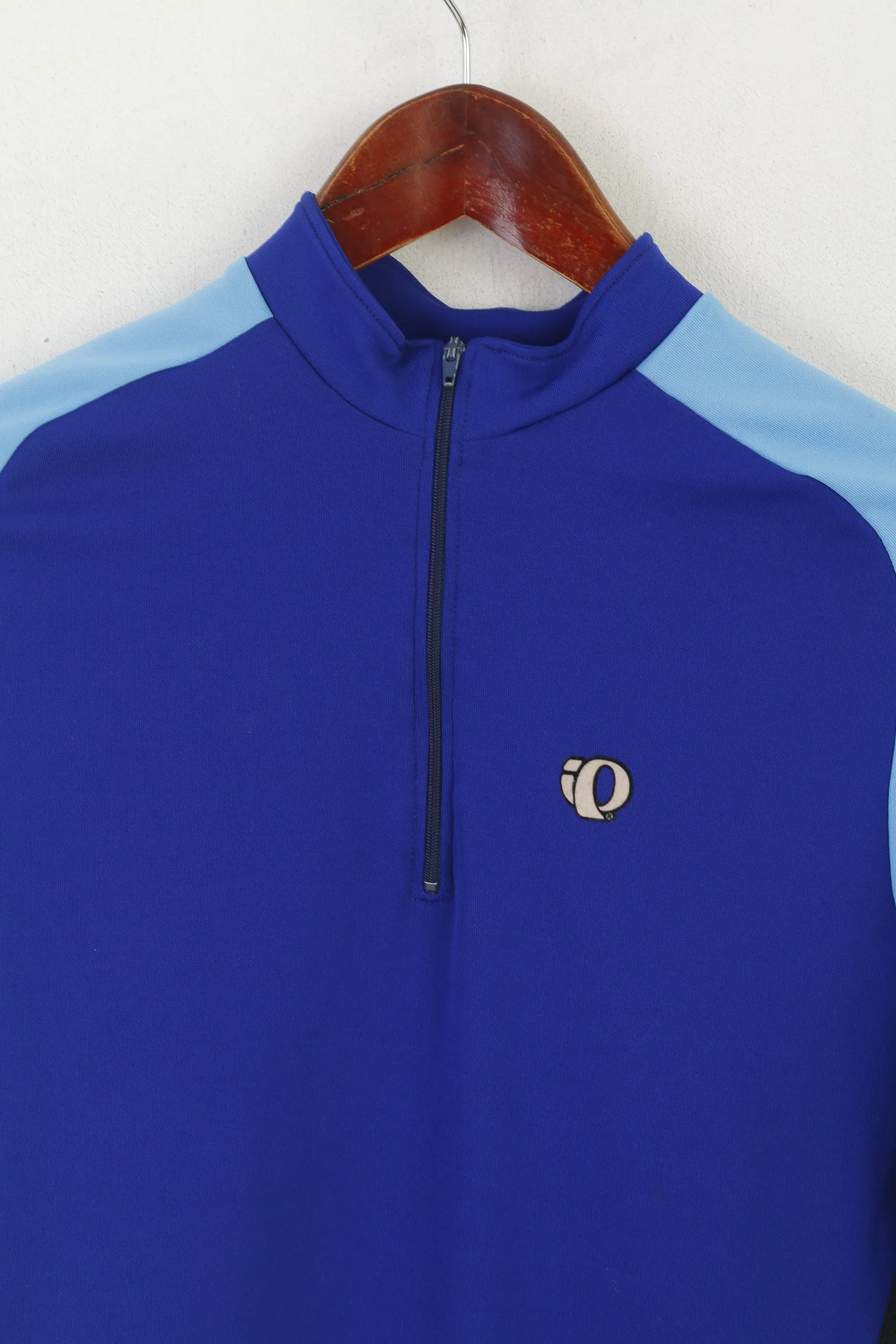 Pearl Izumi Men S Cycling Shirt Blue Vintage Zip Neck Long Sleeve Bike Wear