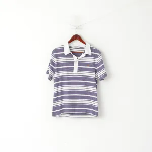 Penguin Men M Polo Shirt Violet Cotton Striped Purple Heritage Slim Fit Top