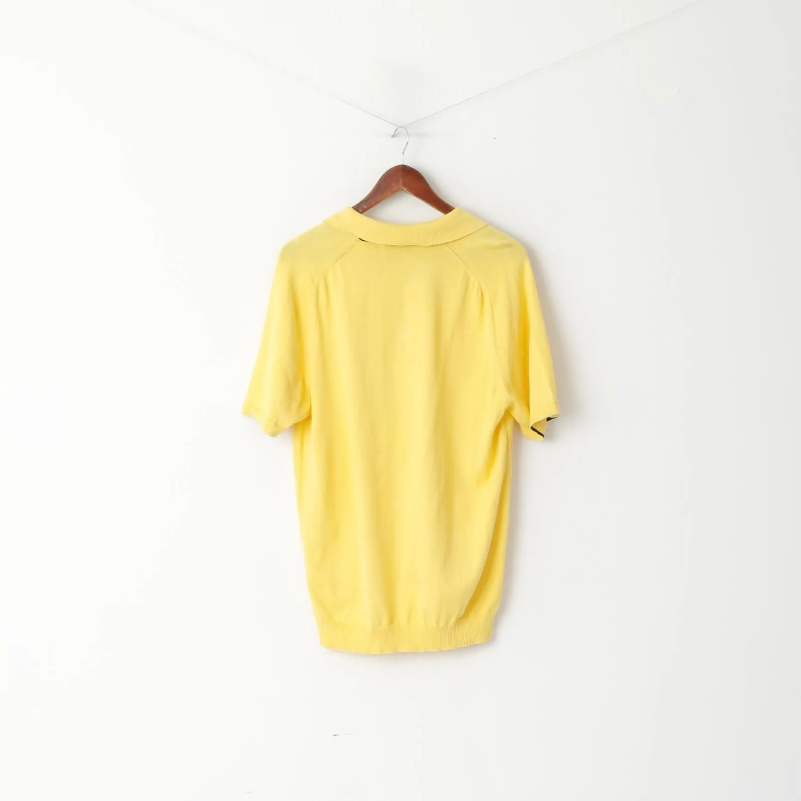 Penguin Men XL Polo Shirt Yellow Jumper Cotton Button Neck Stretch Top