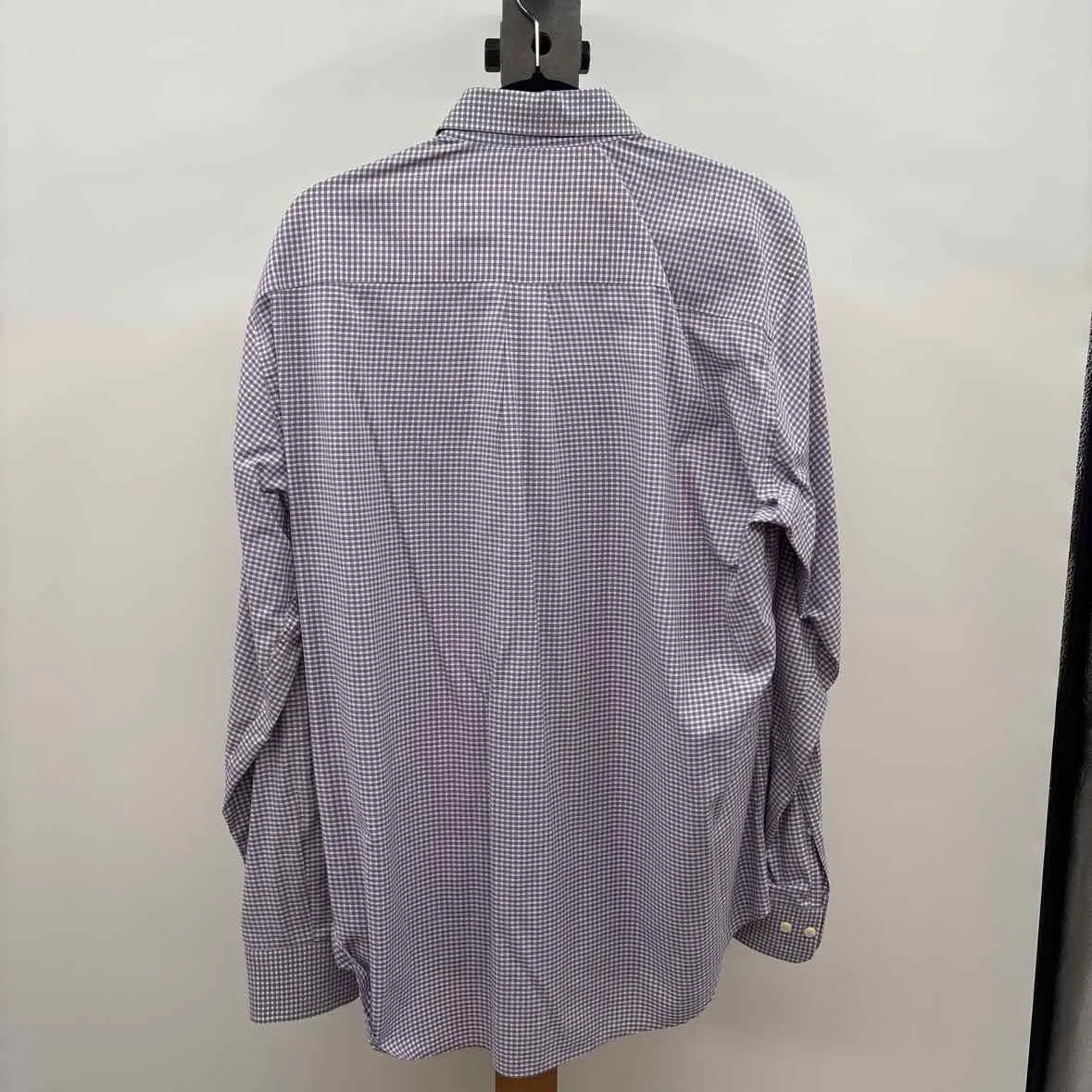 peter millar Men's Size L Purple Cotton/Spandex Gingham Long Sleeve Shirt