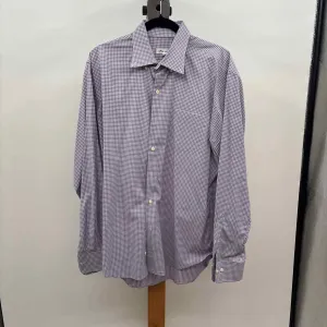 peter millar Men's Size L Purple Cotton/Spandex Gingham Long Sleeve Shirt