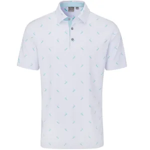 Ping Gold Putter Printed Polo Shirt - White/Aruba Blue Multi