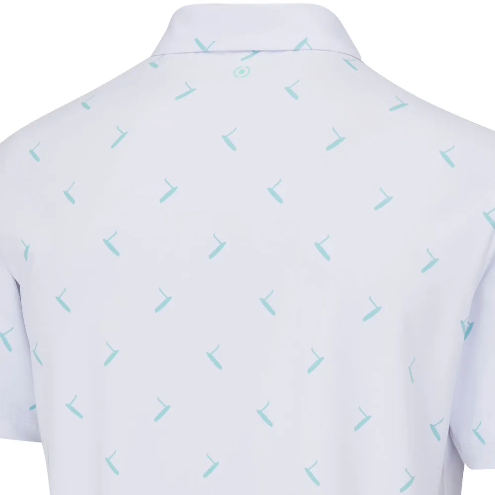 Ping Gold Putter Printed Polo Shirt - White/Aruba Blue Multi