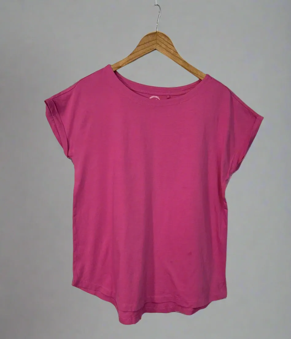 Pink Cap Sleeve Cotton T Shirt