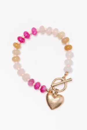 Pink Gemstone Charm Bracelet