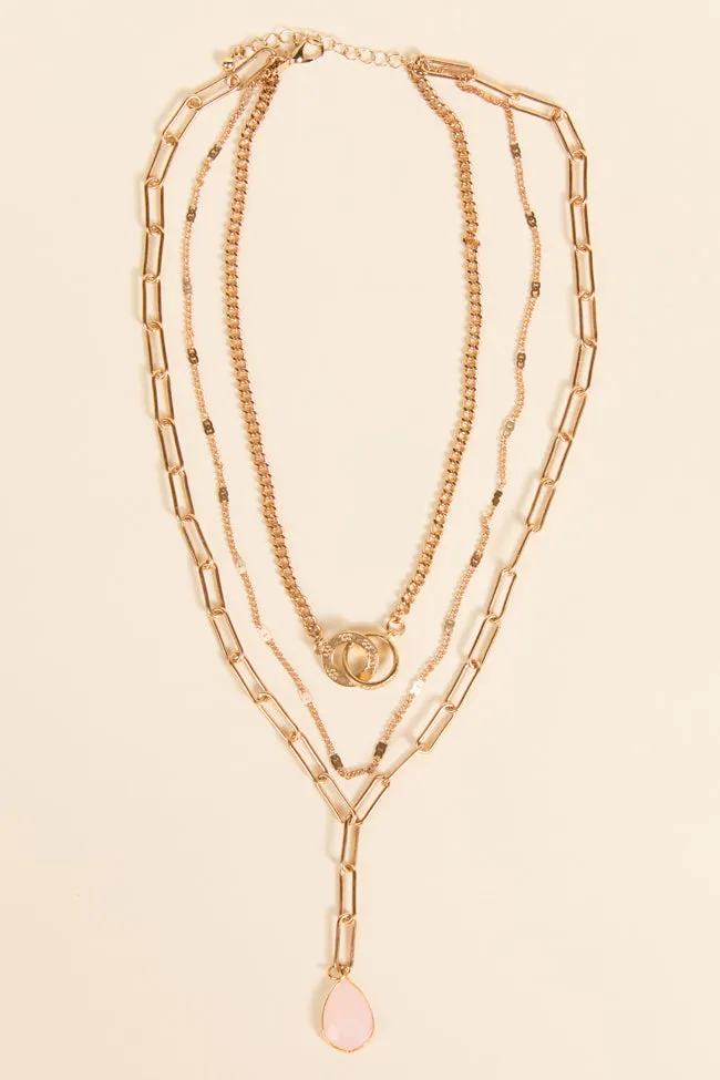 Pink Layered Teardrop Necklace SALE