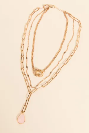 Pink Layered Teardrop Necklace SALE