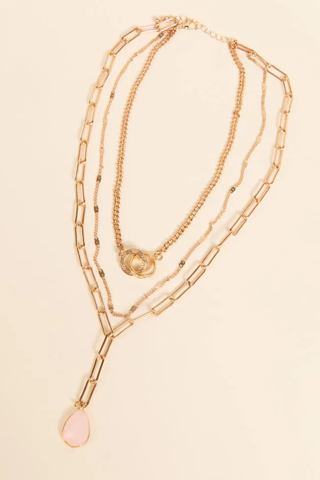 Pink Layered Teardrop Necklace SALE