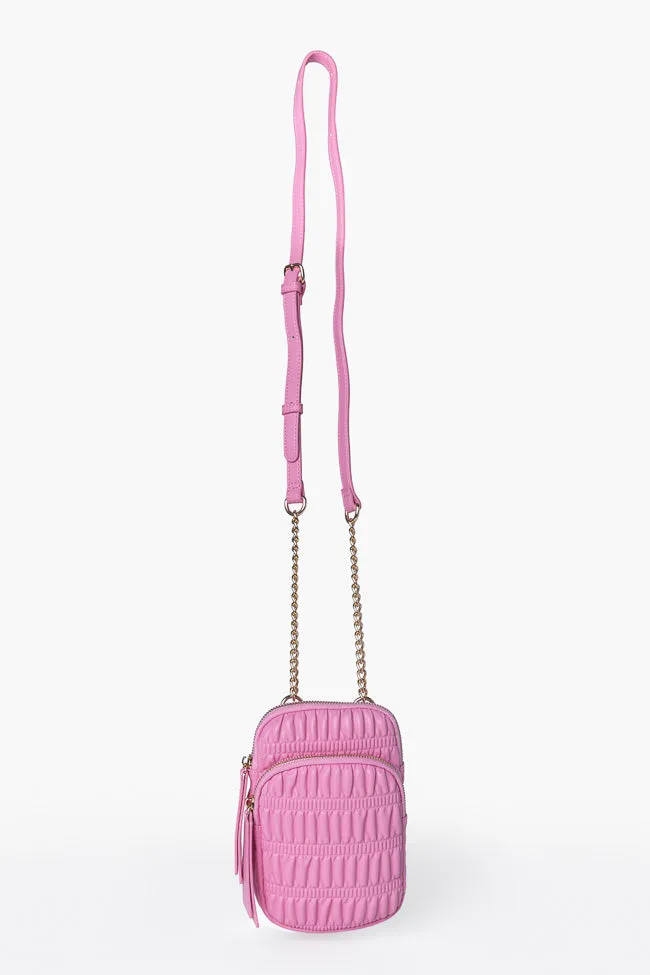 Pink Ruched Crossbody Purse