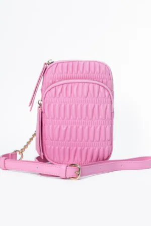 Pink Ruched Crossbody Purse