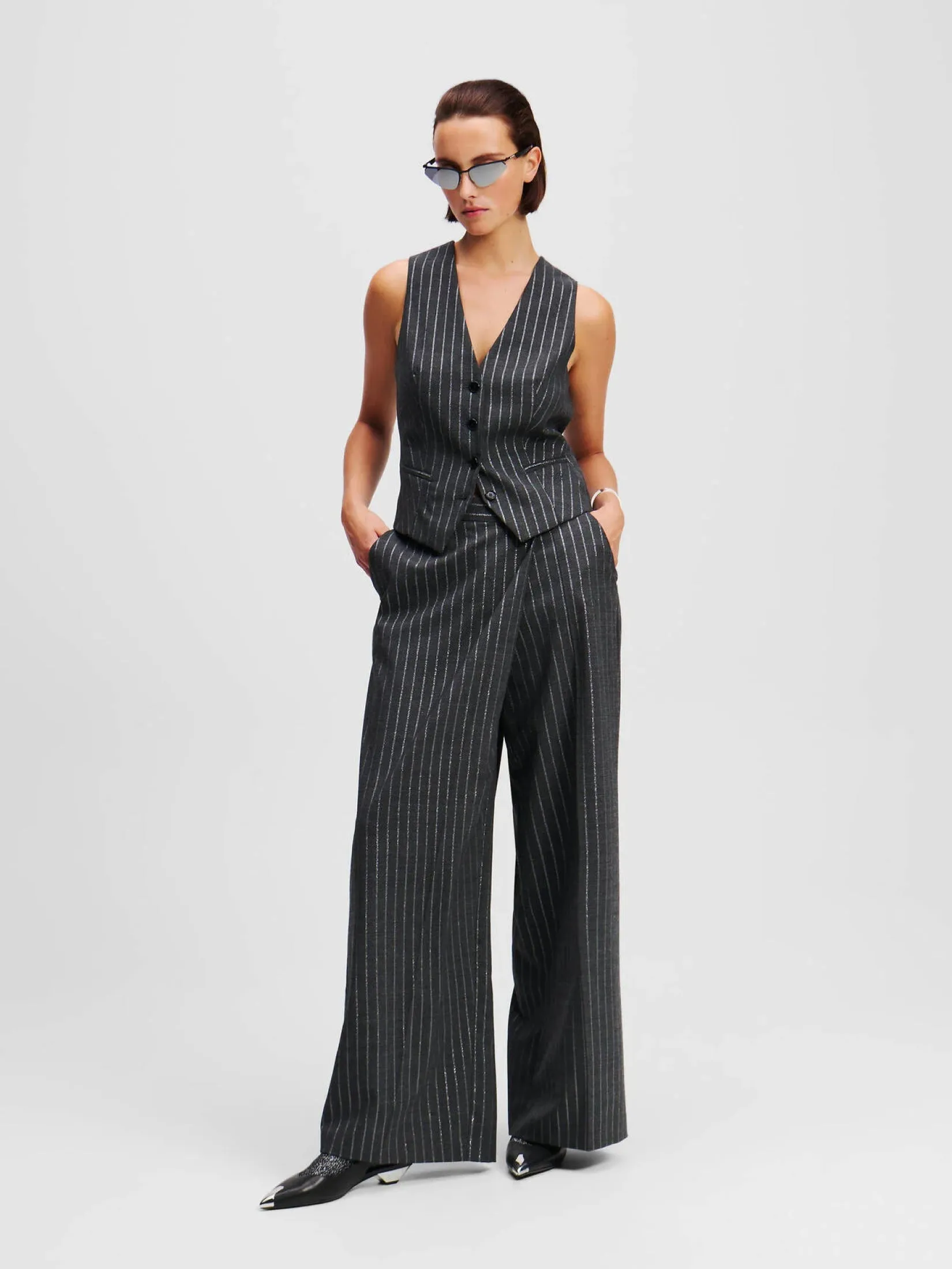 PINSTRIPE WRAP PANTS