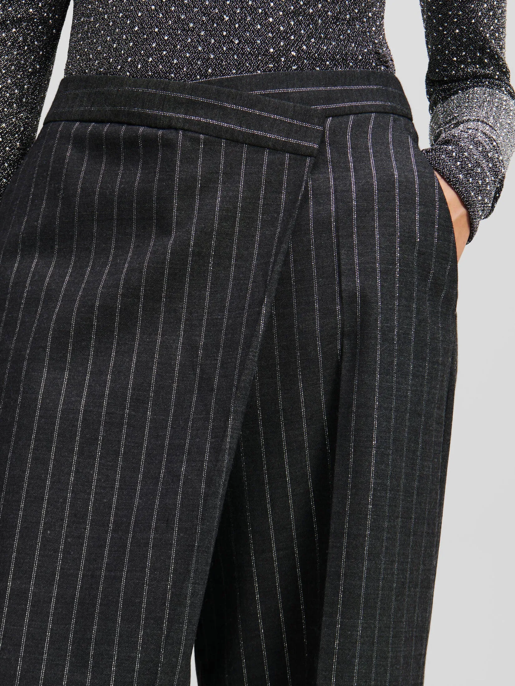 PINSTRIPE WRAP PANTS