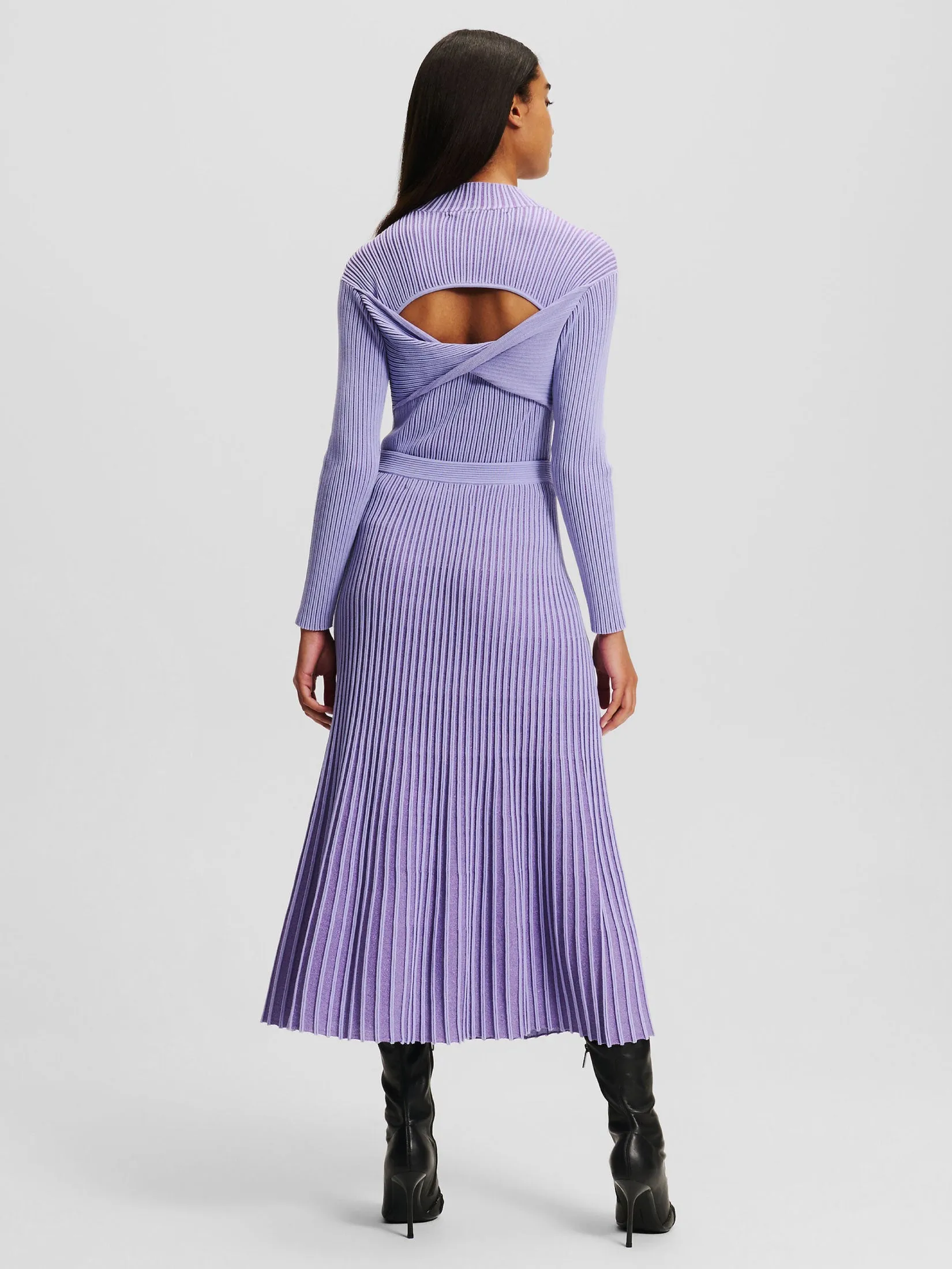 PLEATED LUREX KNIT SKIRT