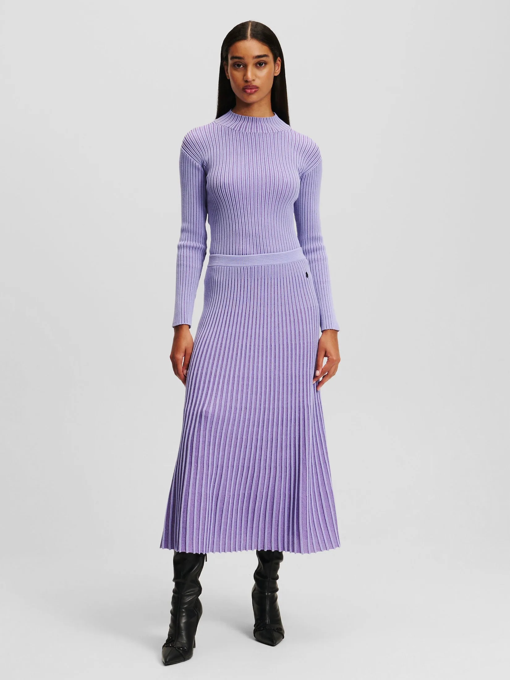 PLEATED LUREX KNIT SKIRT