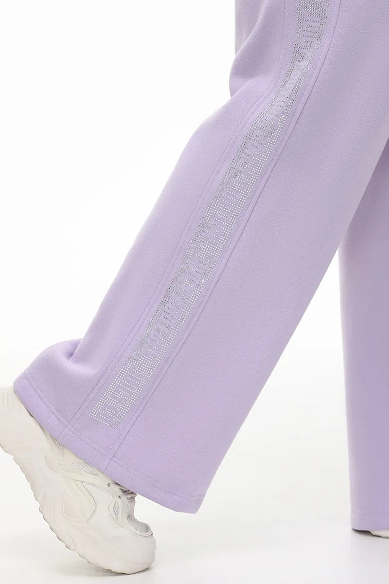 Plus-Size Wide Leg Fleece Pant With Side Bling Juicy Couture