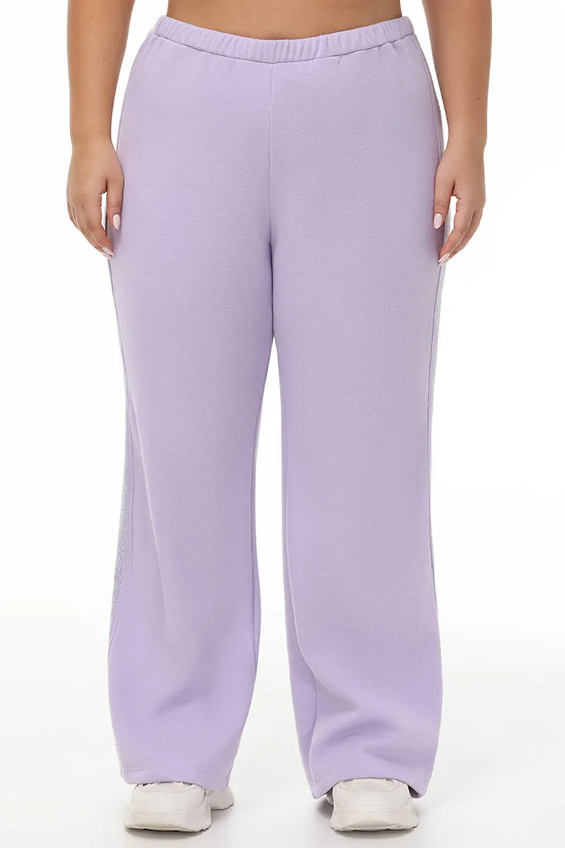 Plus-Size Wide Leg Fleece Pant With Side Bling Juicy Couture