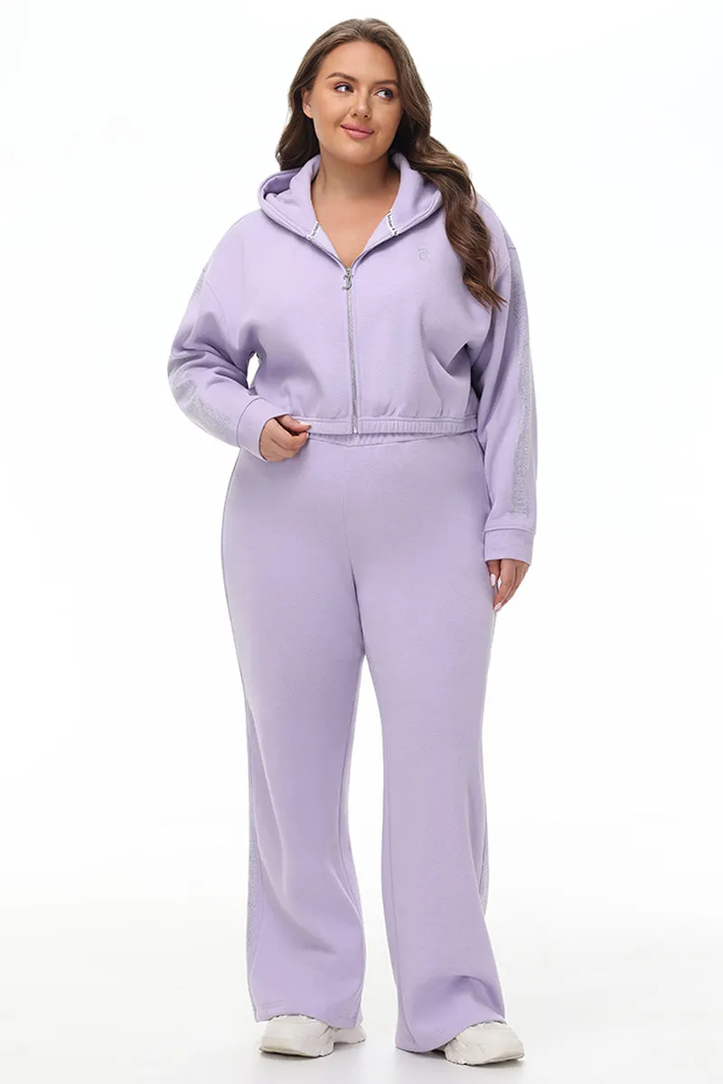 Plus-Size Wide Leg Fleece Pant With Side Bling Juicy Couture