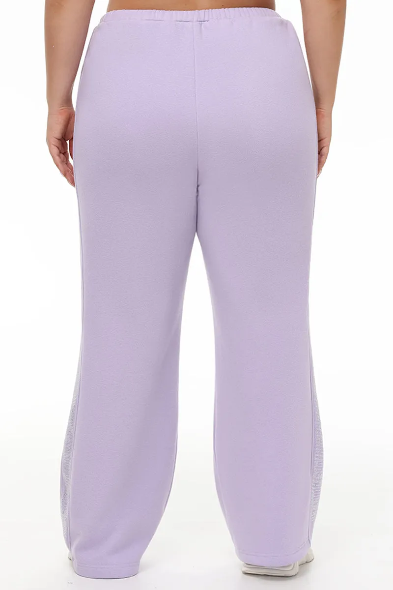 Plus-Size Wide Leg Fleece Pant With Side Bling Juicy Couture