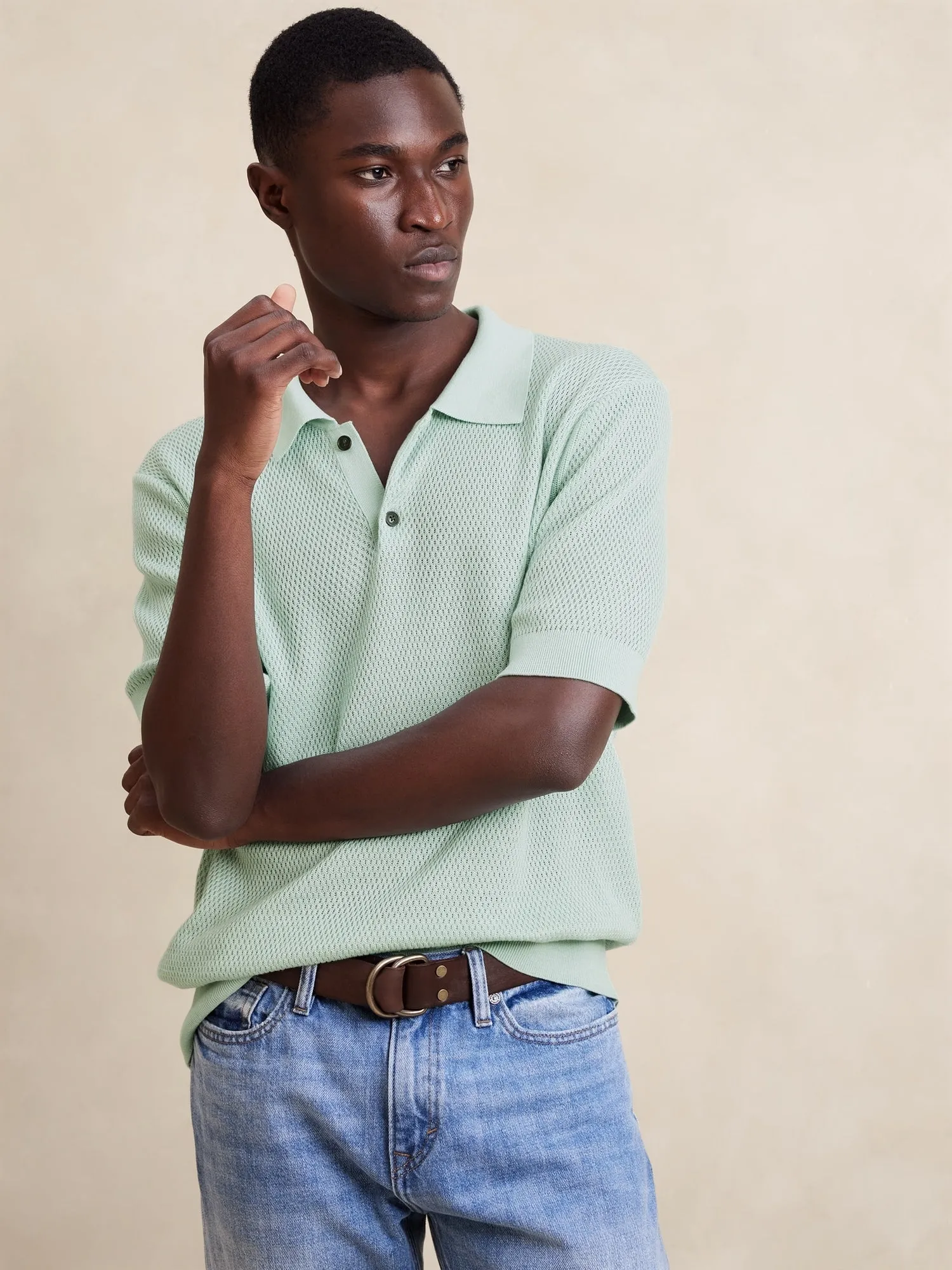 Point Sur Cotton Sweater Polo Banana Republic