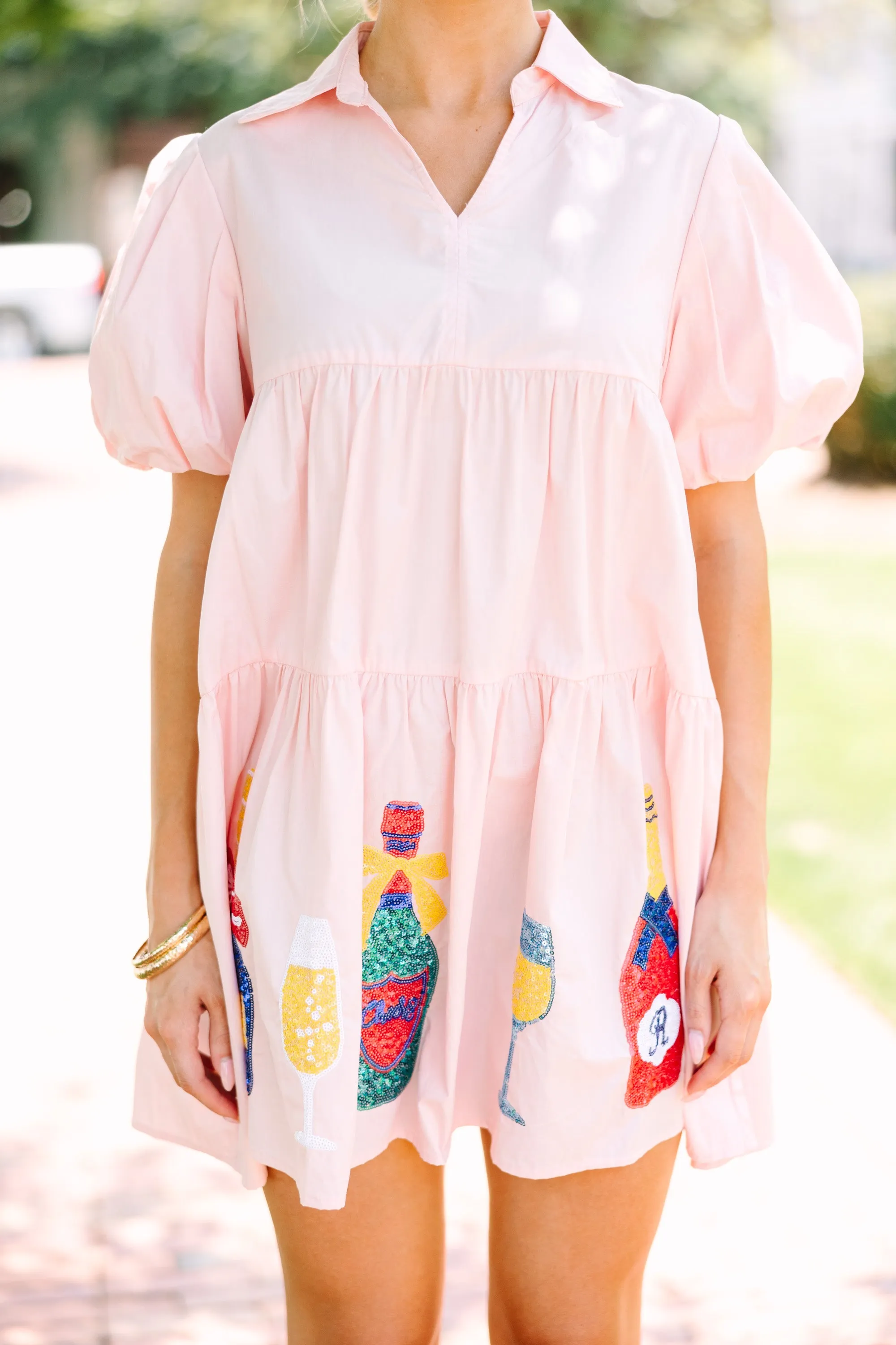 Pop The Bottles Blush Pink Babydoll Dress