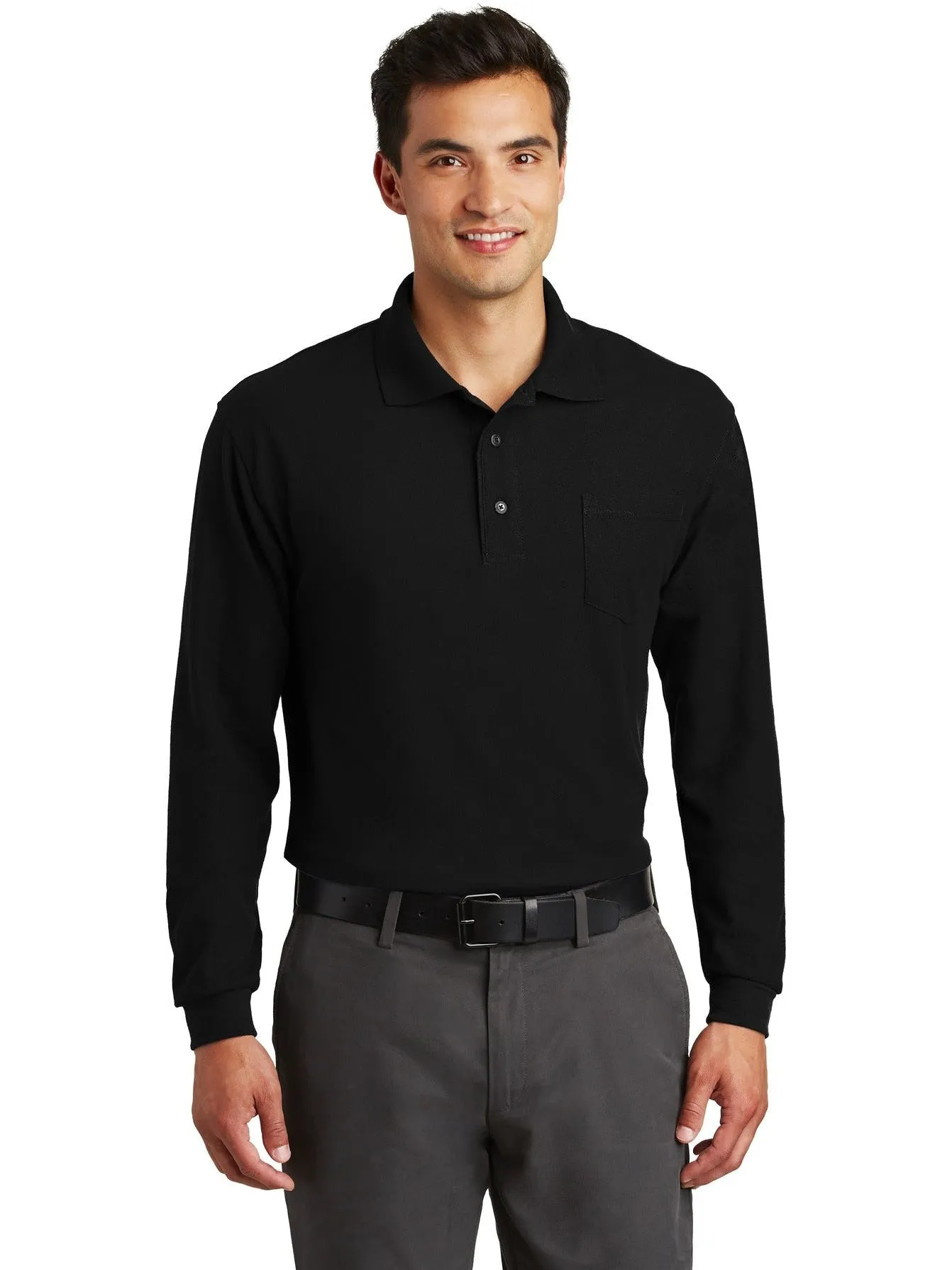 Port AuthorityLong Sleeve Silk Touch Polo with Pocket