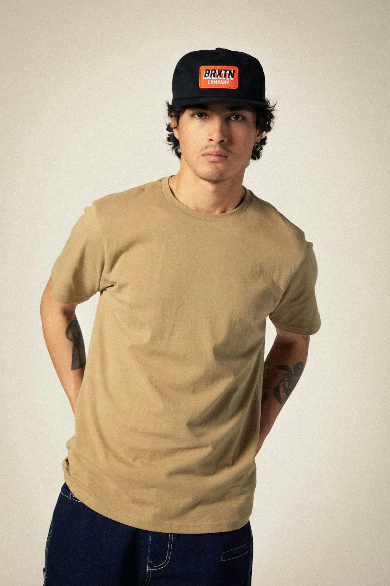 Premium Cotton S/S Tailored T-Shirt - Khaki Brixton