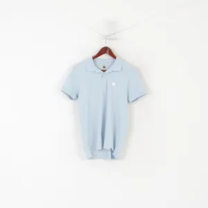 Pretty Green Men M (S) Polo Shirt Light Blue Cotton Dots Print Classic Top
