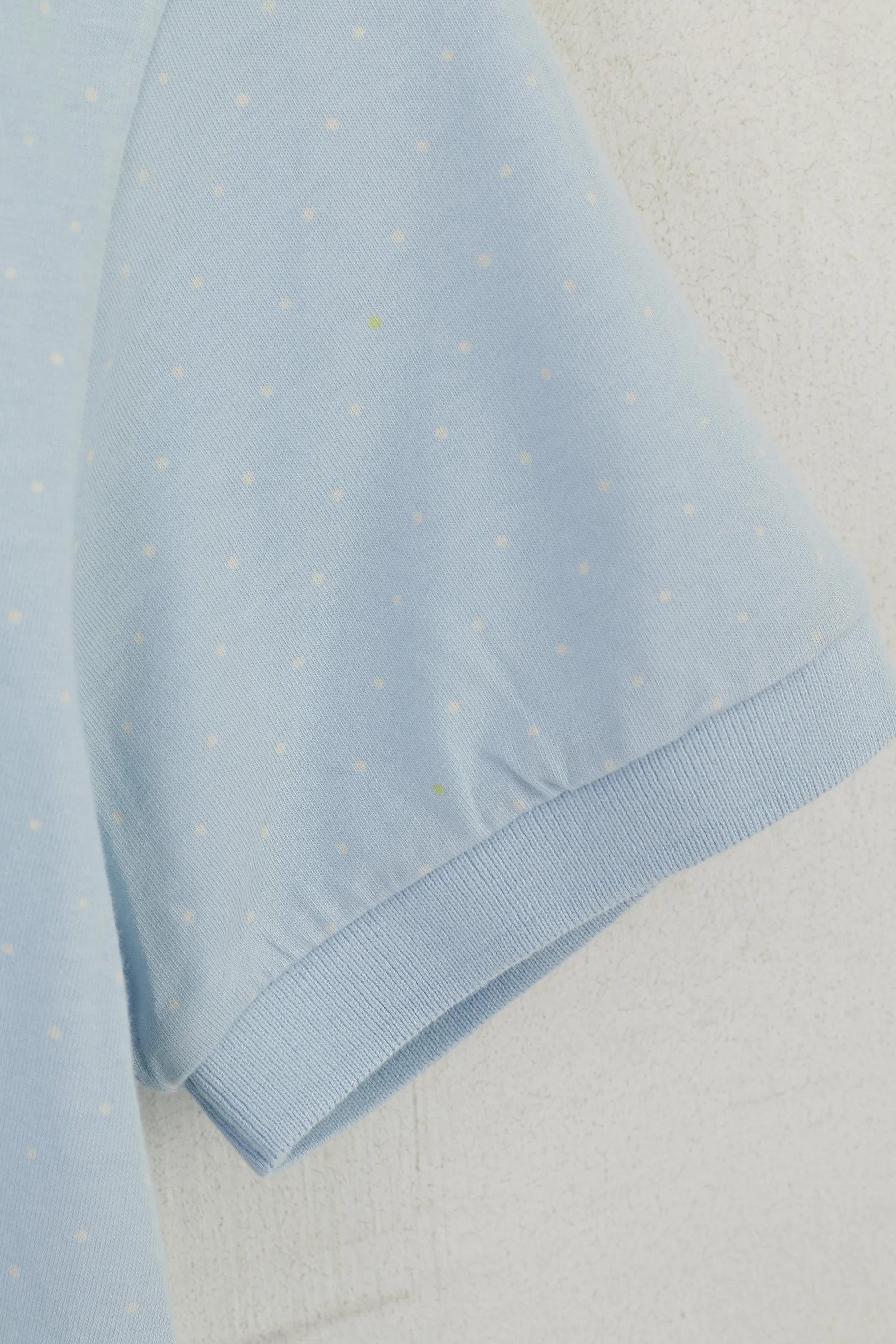 Pretty Green Men M (S) Polo Shirt Light Blue Cotton Dots Print Classic Top