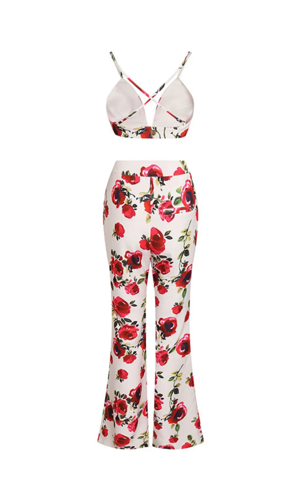PRINTED LONG-SLEEVED SHIRT SUSPENDER TROUSERS SUIT Gloria Lanvin