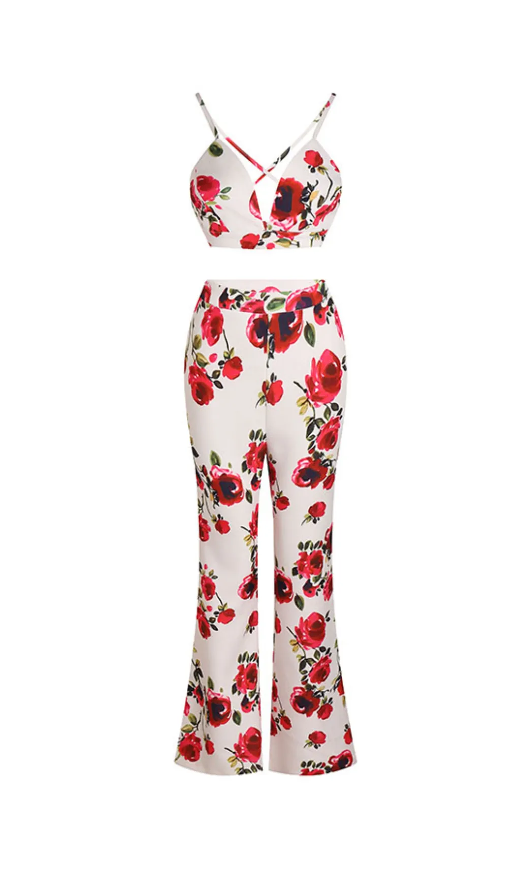 PRINTED LONG-SLEEVED SHIRT SUSPENDER TROUSERS SUIT Gloria Lanvin