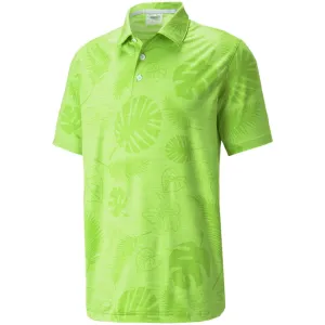 Puma Cloudspun Leaves n' Flowers Polo Shirt - Greenery Heather