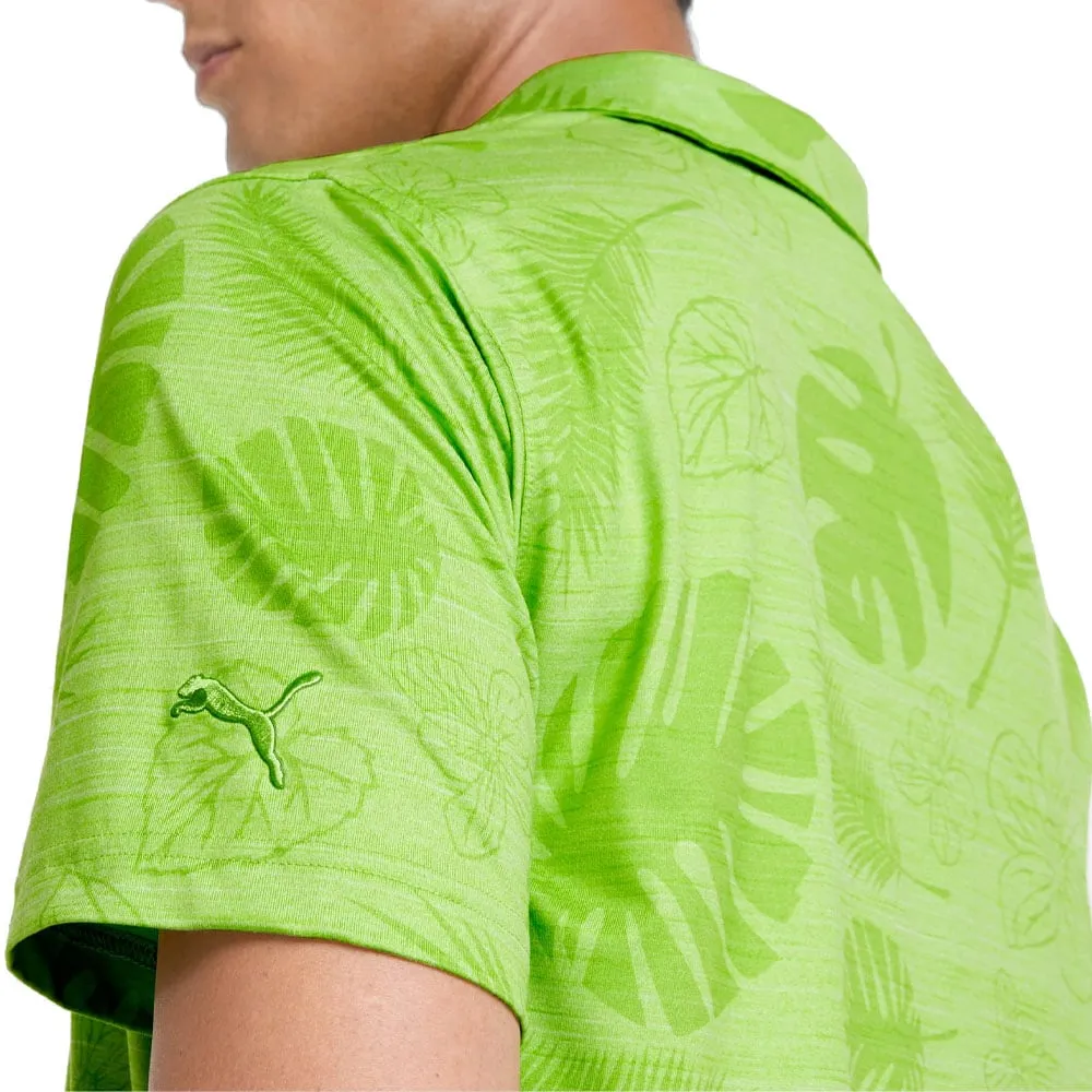 Puma Cloudspun Leaves n' Flowers Polo Shirt - Greenery Heather