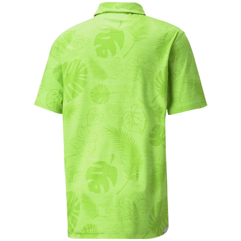 Puma Cloudspun Leaves n' Flowers Polo Shirt - Greenery Heather
