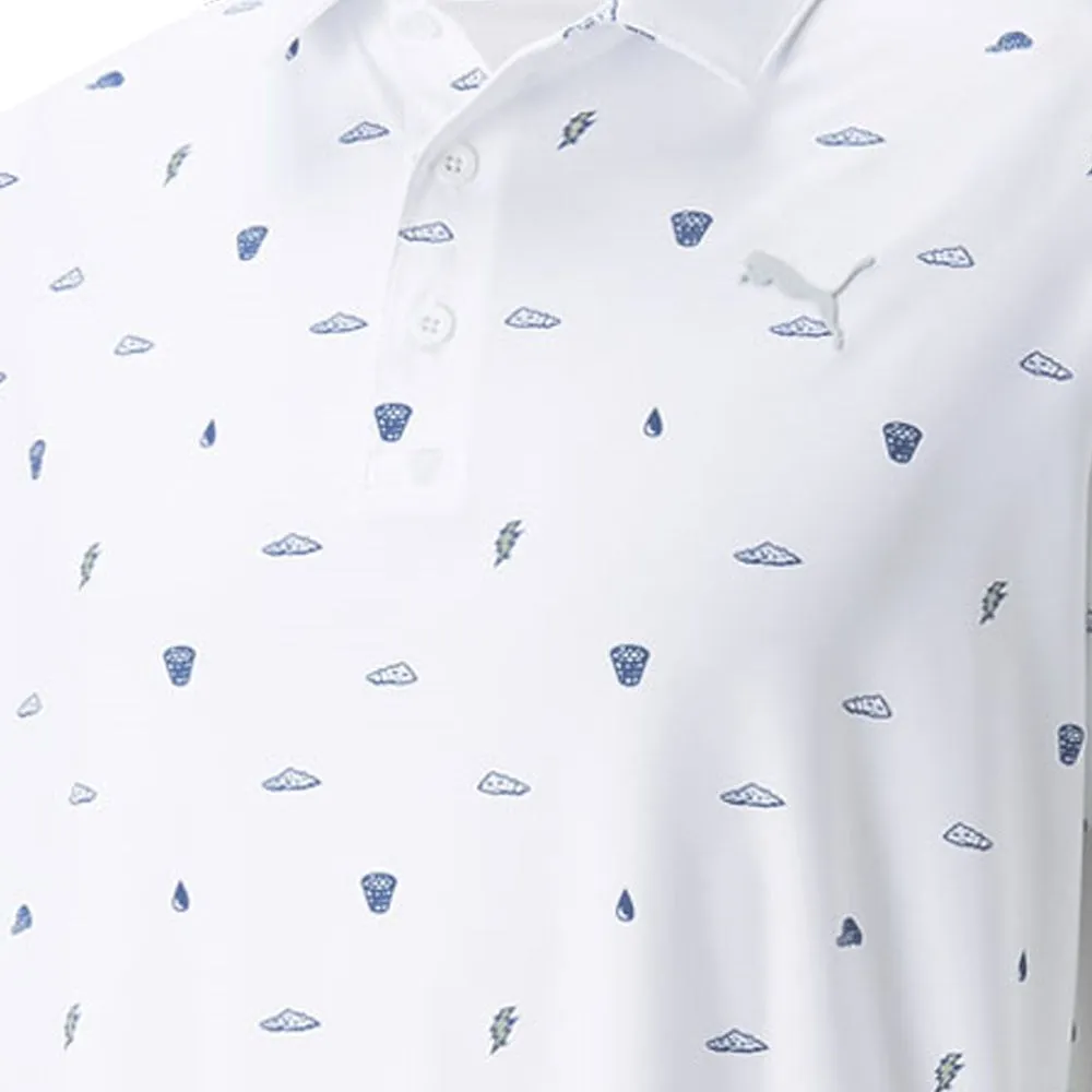 Puma MATTR Pouring Buckets Polo Shirt - Bright White/Bright Cobalt