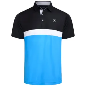 Puma Pure Colorblock Polo Shirt - Black/Aqua Blue