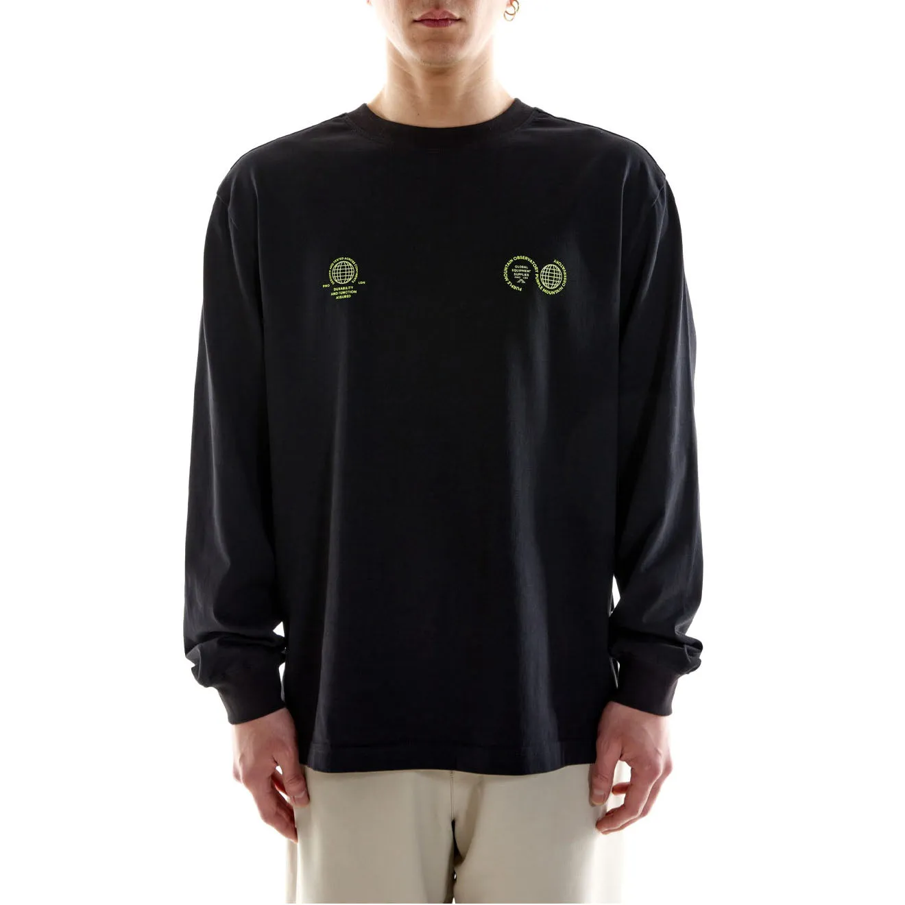 Purple Mountain Observatory Globe Logo L/S Tee Black