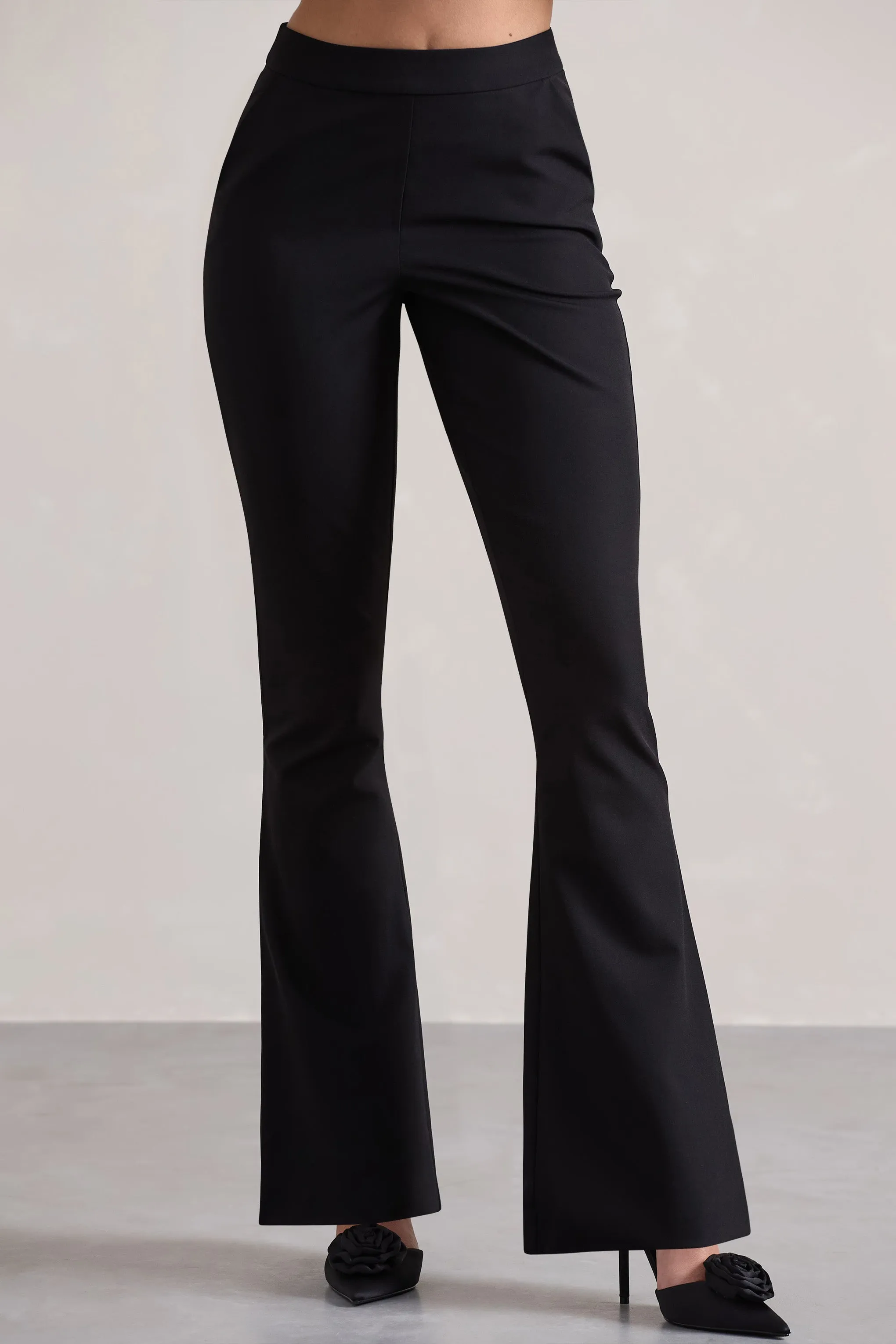 Purpose | Black Flared-Leg Trousers Club L London