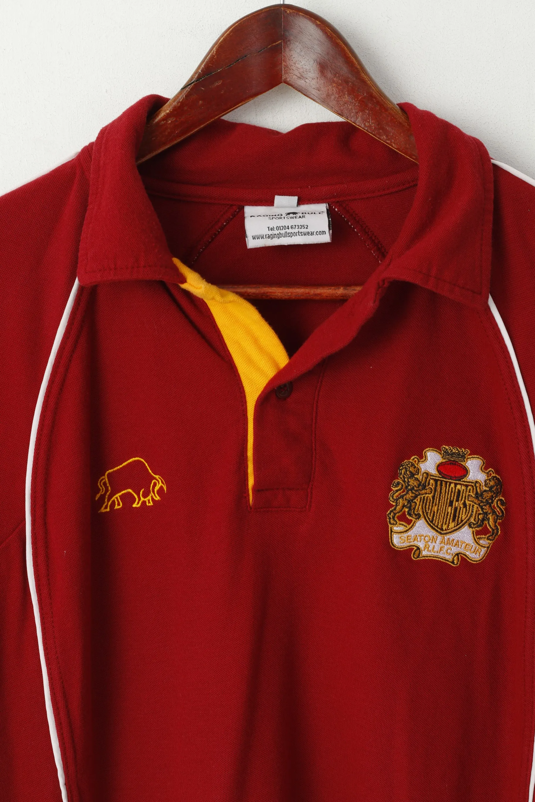 Raging Bull Sportswear Men XL Polo Shirt Maroon Cotton  Seaton Rangers ARLFC Top