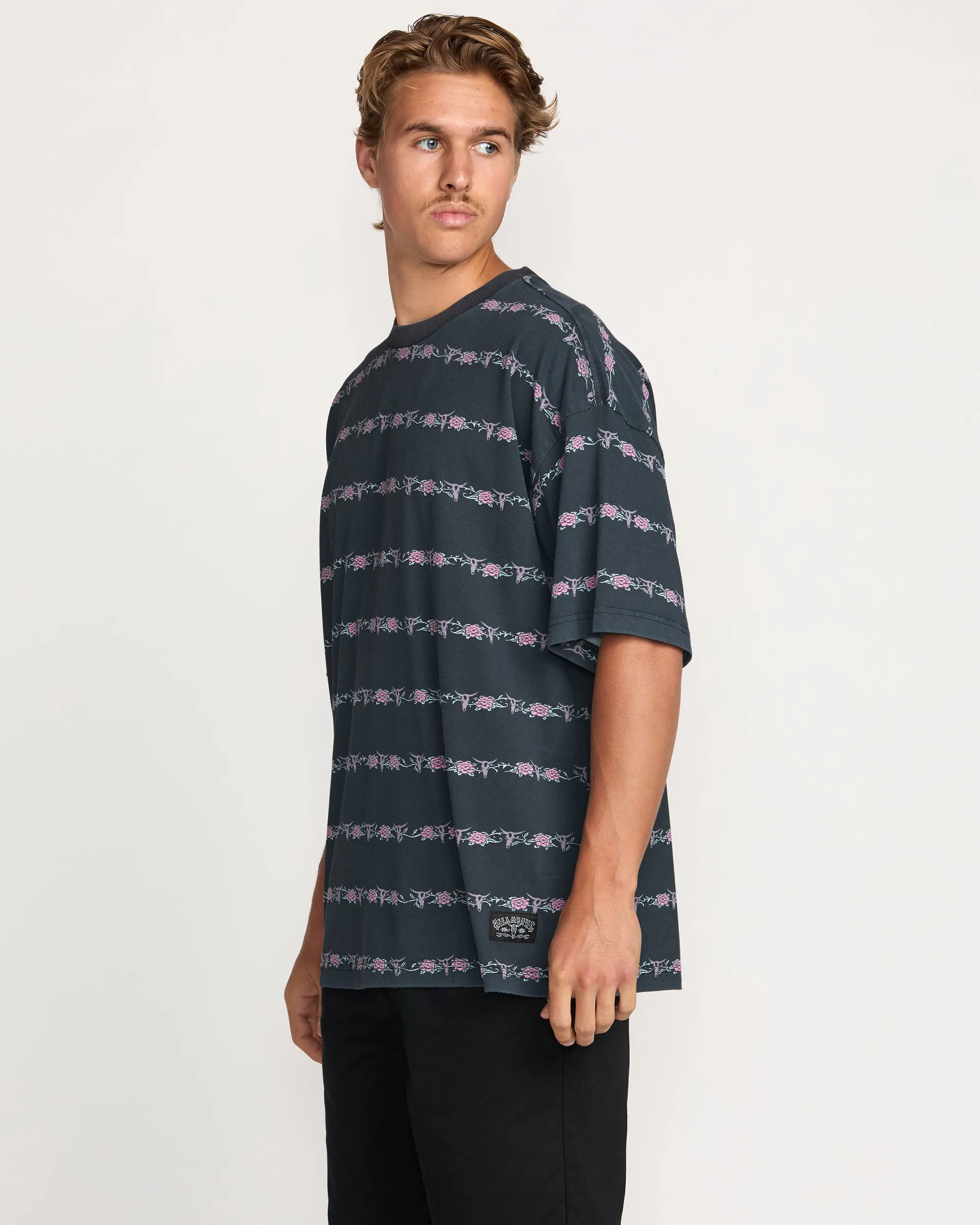 Raging Bull Stripe Tee - Washed Black Billabong