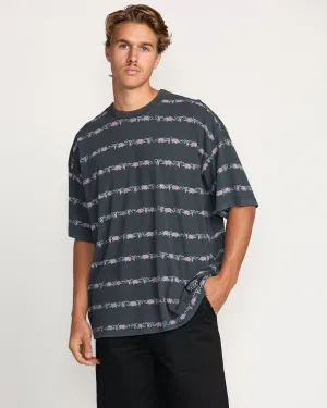 Raging Bull Stripe Tee - Washed Black Billabong