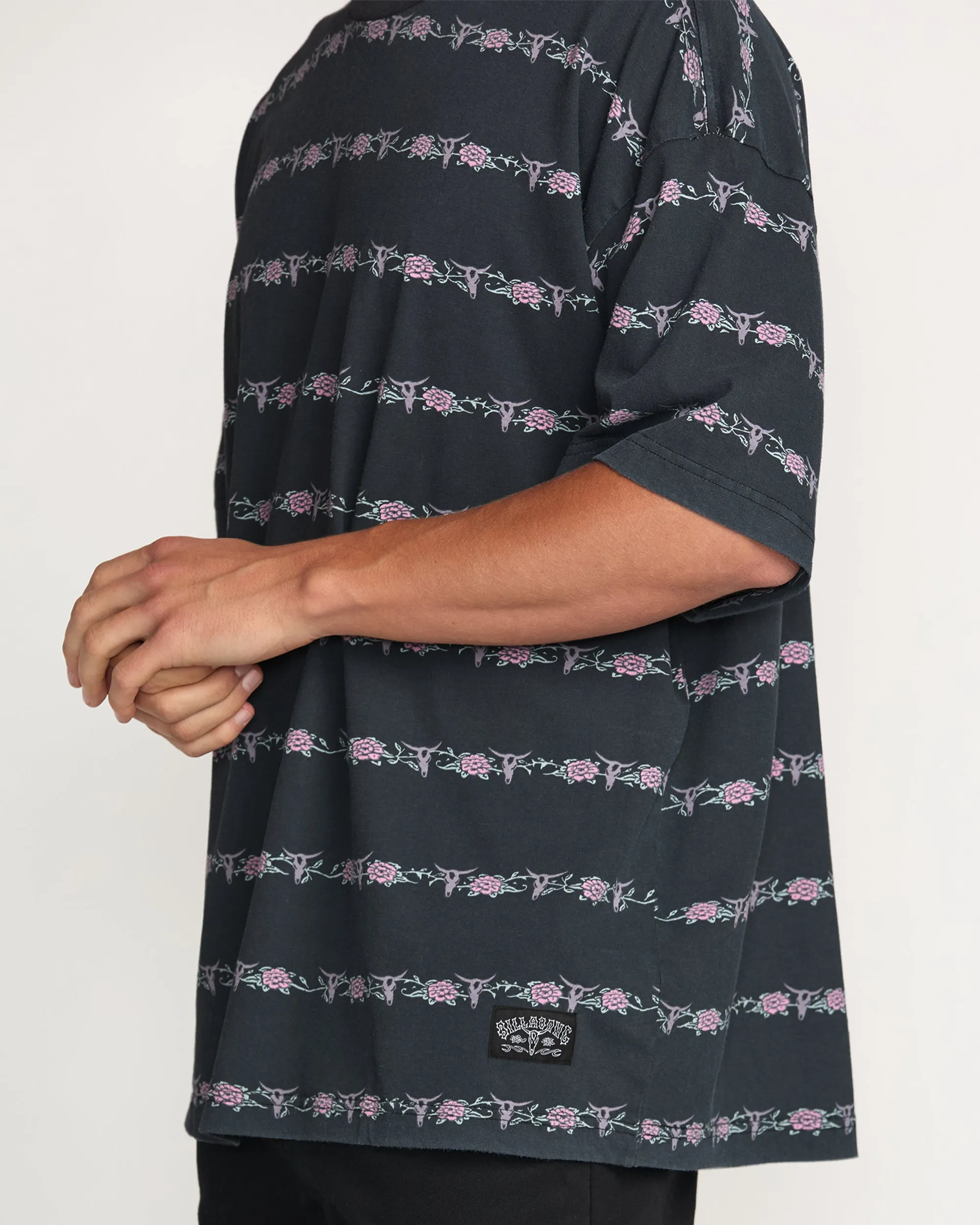 Raging Bull Stripe Tee - Washed Black Billabong