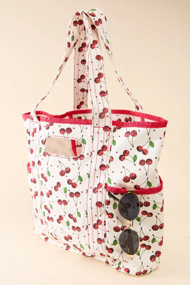 Red Cherries Canvas Tote